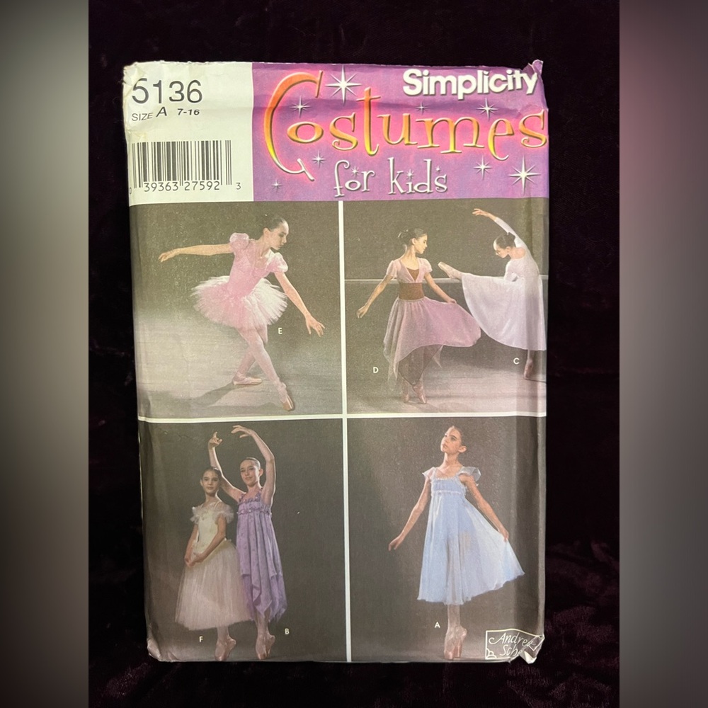 Simplicity costume ballet pattern kids
